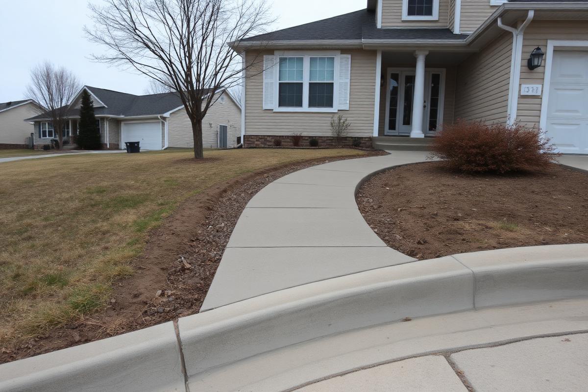 After: finished sidewalk and curb shot from the same angle